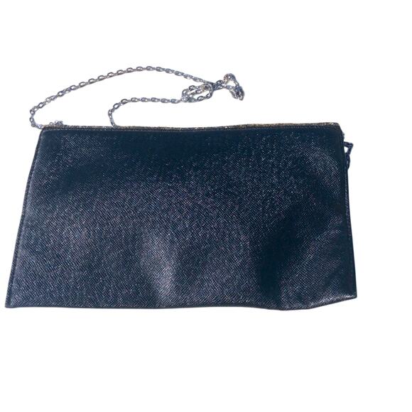 Black Sparkly Evening Bag With Chain Strap Wedding Prom Party - Picture 4 of 5